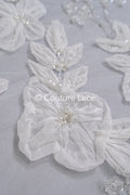 3D Spitzenstoff Off-White/ 3D Blumen Spitzenstoff/ Braut Spitzenstoff/ romantische Spitze mit Blumen// L23-667