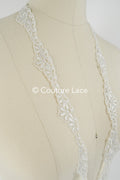 Bridal lace trim with silver thread/ Silver cream lace trim/ Bridal lace trim// T17-029