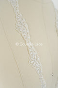 Bridal lace trim with silver thread/ Silver cream lace trim/ Bridal lace trim// T17-029