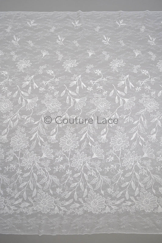 Floral bridal lace off-white/ bridal lace with flowers/ floral wedding lace/ couture lace// L23-580