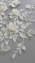 Schöne 3D Blumen Applikation/ Perlen Braut Aufnäher/ Hochzeitskleid Spitzenapplikation/ Brautblatt Applikation/ A23-339