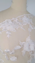 Perlen Spitzenstoff mit 3D-Blumen Off-White/ Couture Spitzenstoff/ Braut Spitzenstoff/ Perlen Spitze// L23-171A