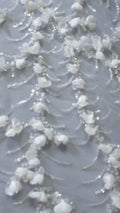 Fine bridal lace with small flowers and pearls – Handmade bridal fabric embroidery // L25-842