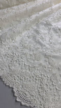 Perlen Spitzenstoff Off-White/ Braut Spitze/ Brautspitzenstoff/ Perlen Spitze// L17-168
