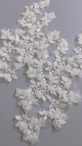 3D-Blumen Perlen-Applikationen für Brautkleider/ Brautkleidspitze Perlen Motive // A26-525