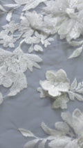 Florale 3D Blumen-Spitze für Brautkleider mit handgemachten 3D Blumen // L25-725