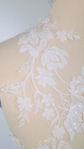 Romantische Applikation off-white/ Brautapplikation mit Blumen/ Brautkleid Spitzenapplikation/ Brautspitze Applikation// A24-377