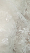 Exquisite Florale Spitze für Brautkleider, Luxus Brautspitze mit Perlenstickerei // L25-789