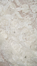 Hand-embroidered 3D flower pearl lace fabric/ couture lace fabric with pearls/ bridal lace fabric/ bridal lace// L25-638B