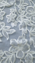 Floral bridal lace/ bridal lace fabric/ off-white bridal lace/ embroidered wedding lace/ couture lace/ L24-693