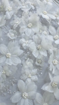 Luxuriöse Florale Spitze für Brautkleider mit handgemachten 3D Blumen // L25-718