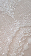Abstract sequin and pearl embroidery for wedding dresses and decoration – Exclusive fabric for that special look // L25-831