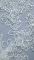 3D Blumen-Spitzenstoff/ Braut-Spitzenstoff/ Romantischer Blumen-Spitzenstoff mit 3D Blumen/ Hochzeitsspitzenstoff// L24-701