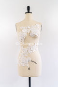 Romantische Applikation off-white/ Brautapplikation mit 3D Blumen & Perlen/ Brautkleid Spitzenapplikation/ Blumen Brautspitze Applikation// A24-385
