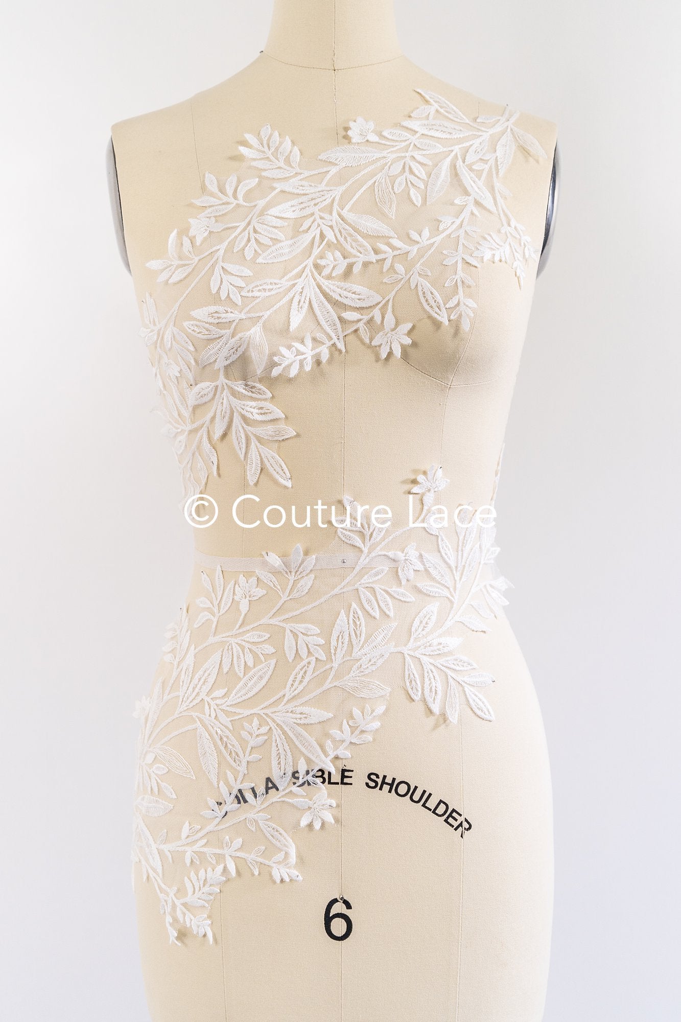 Romantische Applikation off-white/ Brautapplikation mit Blumen & Pailletten/ Brautkleid Spitzenapplikation/ Blumen Brautspitze Applikation// A24-386