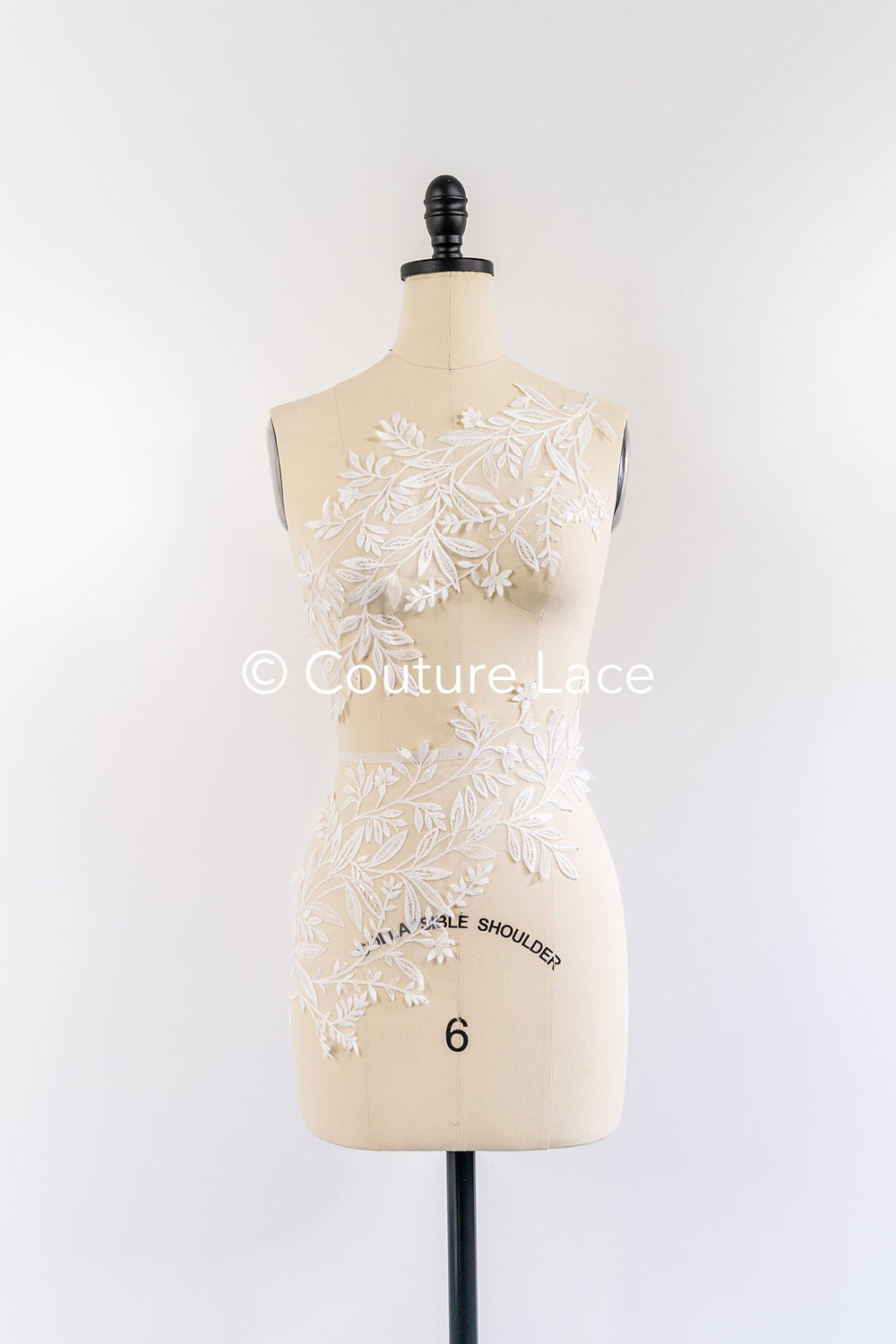 Romantische Applikation off-white/ Brautapplikation mit Blumen & Pailletten/ Brautkleid Spitzenapplikation/ Blumen Brautspitze Applikation// A24-386