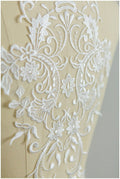 Flower Applique, Lace Flower, Illusion Back Lace Applique, Lace Patch, Wedding Dress Applique, Lace Ornament, Large Applique // A17-025