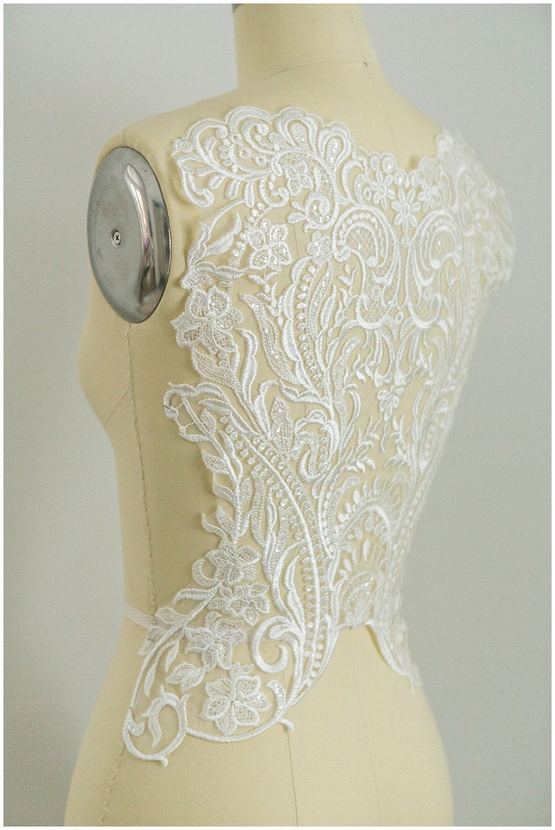 GROßE Pailletten Applikation, Spitzenapplikation, Spitzenblume, Spitzenaufnäher, Hochzeitskleid Applikation, Spitzenschmuck, Große Applikation// A17-234