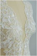 2x large mirrored lace border/ floral off-white lace border/ wedding dress lace// T17-001
