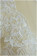 2x large mirrored lace border/ floral off-white lace border/ wedding dress lace// T17-001