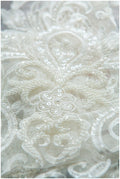 GROßE Schwere Perlen BrautApplikation - Venedig SpitzenPerlen Applikation große Größe, Luxus Hochzeit Appliqué, Illusion Back Applikation// A17-069