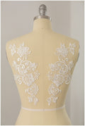 2Stk. gespiegelte weiche Spitzenblume Applikation - IVORY - Spitzenblume, Spitzenaufnäher, Brautkleid Applikation// A17-003