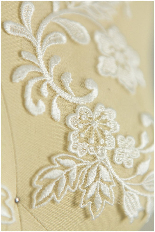 2Stk. gespiegelte weiche Spitzenblume Applikation - IVORY - Spitzenblume, Spitzenaufnäher, Brautkleid Applikation// A17-012