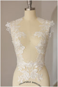 GROßE Blumen Applikation, gespiegelte PAILLETTEN Hochzeitskleid Applikation, große Spitze Blume, Illusion Back Spitze, Blumenspitze// A17-039