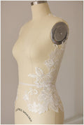 GROßE BlumenApplikation, gespiegelte PAILLETTEN Hochzeitskleid Applikation, große Spitze Blume, Illusion Back Spitze, Blumenspitze// A17-038