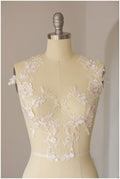 Helle Champagner/ Pfirsich gespiegelte Hochzeitskleid Applikation, Blumen Applikation, Spitzenblume, Llusion Back Lace, Blütenspitze// A17-040