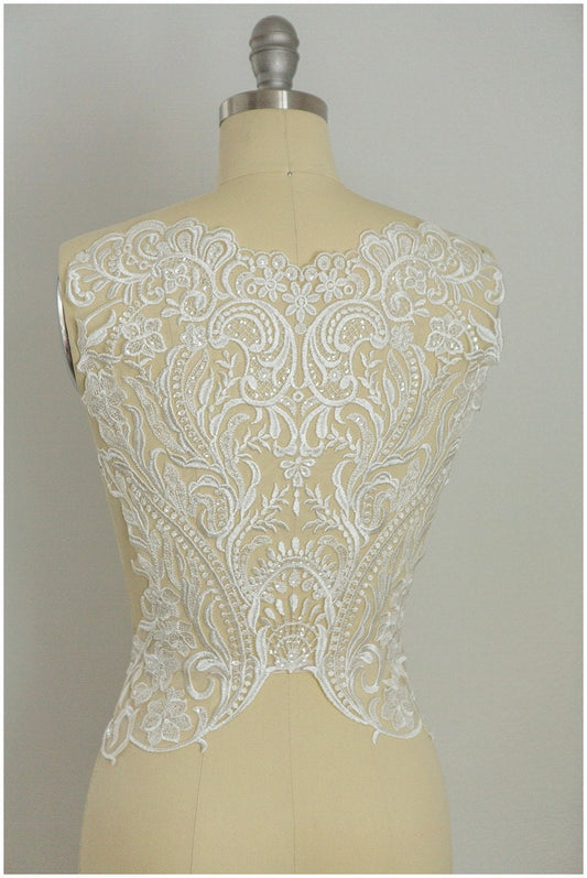 GROßE Pailletten Applikation, Spitzenapplikation, Spitzenblume, Spitzenaufnäher, Hochzeitskleid Applikation, Spitzenschmuck, Große Applikation// A17-234