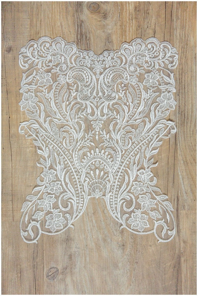 GROßE Pailletten Applikation, Spitzenapplikation, Spitzenblume, Spitzenaufnäher, Hochzeitskleid Applikation, Spitzenschmuck, Große Applikation// A17-234