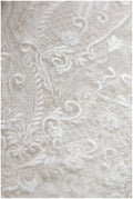 Very soft and beautiful ornamental lace with net elements - wedding dress lace, bridal lace fabric, net lace design - off-white// L17-034