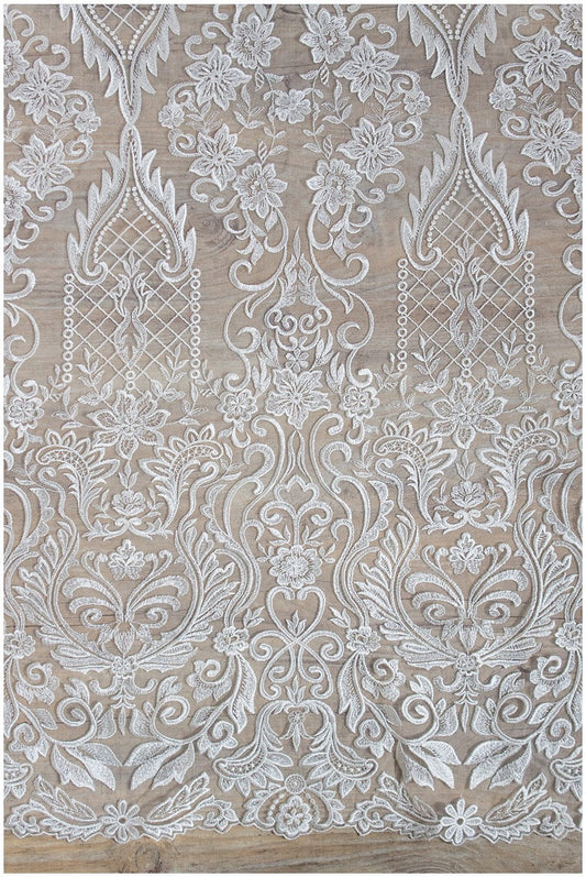 Schwere bestickte Brautspitze/ Hochzeitsspitze Off-White/ Braut Spitzenstoff// L17-046
