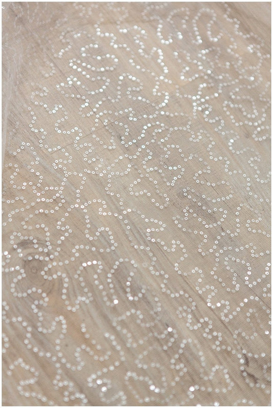 Encaje fino con lentejuelas / Tul con lentejuelas para vestidos de novia / Encaje off-white con lentejuelas // L17-067