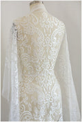 Soft embroidered bridal lace off-white/ Ornament lace fabric/ Guipure lace/ Bridal lace fabric// L17-025