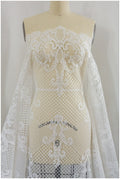 Ornament Netz Spitzenstoff/ Brautkleid Spitze Off-White/ Hochwertiger Spitzenstoff/ Netzstickerei Spitze/ Alencon Spitze// L17-040