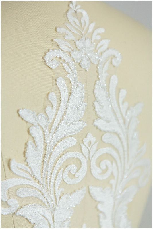 Hochzeitskleid Applikation, Lace Ornament, Große Spitzen Applikation, Blumen Applikation, Spitzenblume, Illusion Back Lace Applikation// A17-030