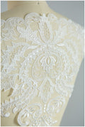 GROßE Perlen-Spitzenapplikation zum Beispiel in Galia Lahav verwendet, Hochzeitskleid Applikation, Ornament Spitze Blume, Braut Applikation// A17-042