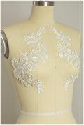 2Stk. Gespiegelte Spitzenblumen Applikation - IVORY/ off-white - Spitzenblume, Spitzenaufnäher, Brautkleid Applikation// A17-013