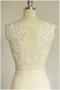 2Stk. gespiegelte Spitzenblumen, Spitzenaufnäher, Spitzenblumen Applikation - IVORY/ SILBER - Brautkleid Applikation, Hochzeitskleid Spitze Blume// A17-055