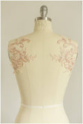 A17-091 / 2x ROSÉ GOLD gespiegelte Spitzenblume Applikation, Spitzenblume, Hochzeitskleid Spitze, Spitzenaufnäher, Brautkleid Applikation
