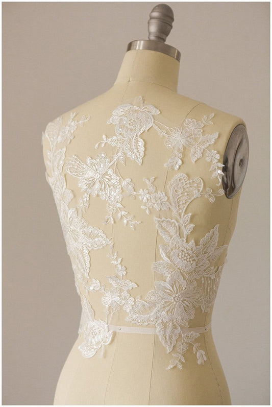 GROßE spiegelige Pailletten Hochzeitskleid Applikation, Blumen Applikation, große Spitze Blume, Illusion Back Spitze, Blumenspitze// A17-050