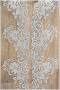2x 1yds mirrored silver off-white lace trim/ bridal lace/ lace embroidery// T17-013