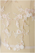 Helle Champagner/ Pfirsich gespiegelte Hochzeitskleid Applikation, Blumen Applikation, Spitzenblume, Llusion Back Lace, Blütenspitze// A17-040