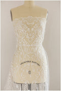 Very soft and beautiful ornamental lace with net elements - wedding dress lace, bridal lace fabric, net lace design - off-white// L17-034