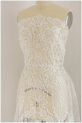 Schwere bestickte Brautspitze/ Hochzeitsspitze Off-White/ Braut Spitzenstoff// L17-046