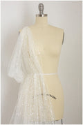 Fine sequin lace/ sequin tulle fabric for wedding dresses/ off-white lace with sequins// L17-067