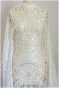 Soft embroidered bridal lace off-white/ Ornament lace fabric/ Guipure lace/ Bridal lace fabric// L17-025