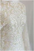 Soft embroidered bridal lace off-white/ Ornament lace fabric/ Guipure lace/ Bridal lace fabric// L17-025